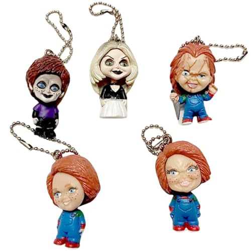 REOZIGN La Fiancée De Chucky, Figur Chucky, Version Q, 5 Stück, Anhänger, Action 4 cm, handgefertigt, PVC, Dekoration, Geschenk zum Basteln