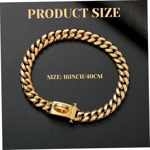 Hundekettenkragen 19mm Dickes Gold Metallhundkragen Edelstahl Hundekette mit Schnalle Starker schweres Hundehalterkragen Haustierkragen für kleine mittelgroße Hunde, Metallhundkragen