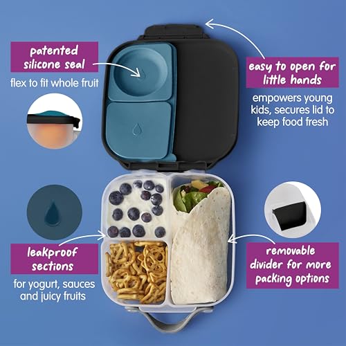 Image of b.box Mini Lunch Box, Snack Containers for Kids, Lunch Box Kids, 4.25 Cup | Bento Box for Kids, Sanck Box, Lunch Containers, Leak Proof, Dishwasher Safe, BPA Free, PFAS Free, Ages 3+ - Night Vision
