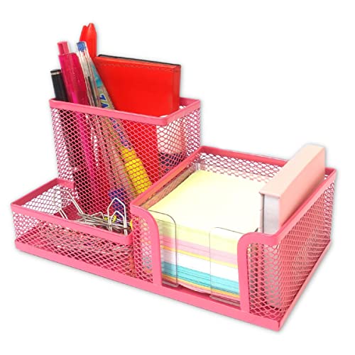 Kit Organizador com 3 Partes para Escritório Rosa