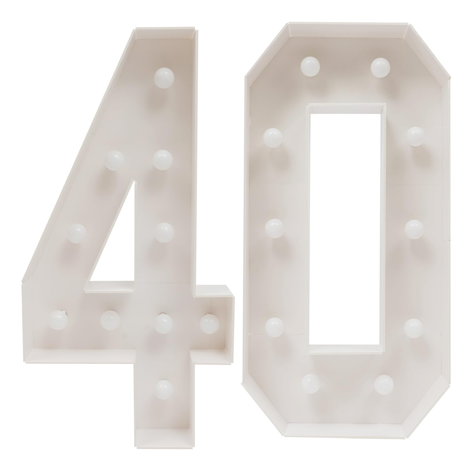 Chiffres lumineux à LED 40 - Décoration de fête anniversaire lumières blanches chaudes
