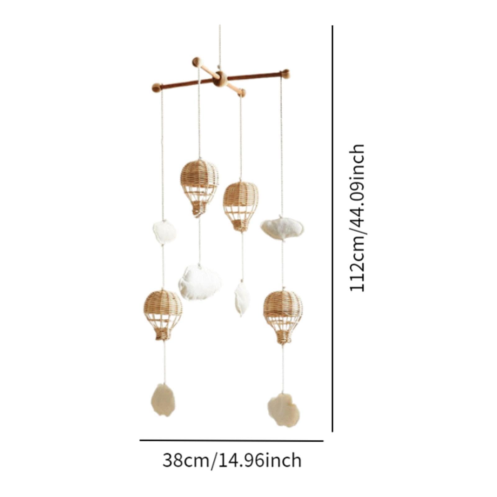 DYNWAVE Baby Mobile for Crib,Rattan Hot Air Balloon Pendant,Cloud Ornament Decoration for Babies, Home Children's Room,Girls Boys