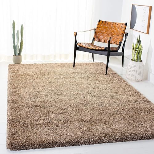 Image of Soft Fluffy Microfiber Carpets for Living Room | Carpet for Bedroom | Rug for Hall | Size: 4 x 6 Feet Rectangular | Colour: Beige | Thick 1.5 Inches