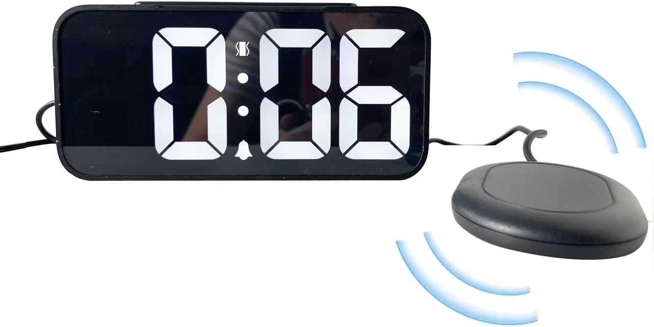 Extra Loud LED Alarm Clock with Vibration for Bedroom,Extreme Bed Shaker Alarm Clock for Deep Sleeper Hard of Hearing Deaf, Clear LED Display, Dimmer and Volume Knob, USB Port,Easy to Set