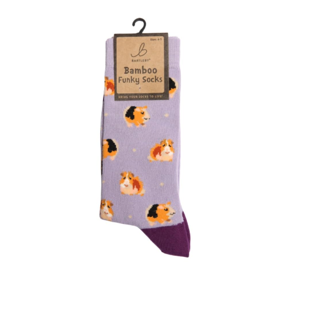 Bartleby Women's Lilac Funky Bamboo Socks Guinea Pig Size 4-7