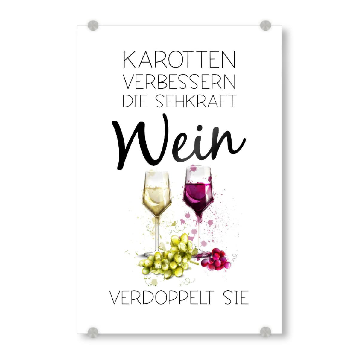 artboxONE Acrylglasbild 120x80 cm Typografie Karotten und Wein Bild hinter Acrylglas - Bild möhren Karotten möhren