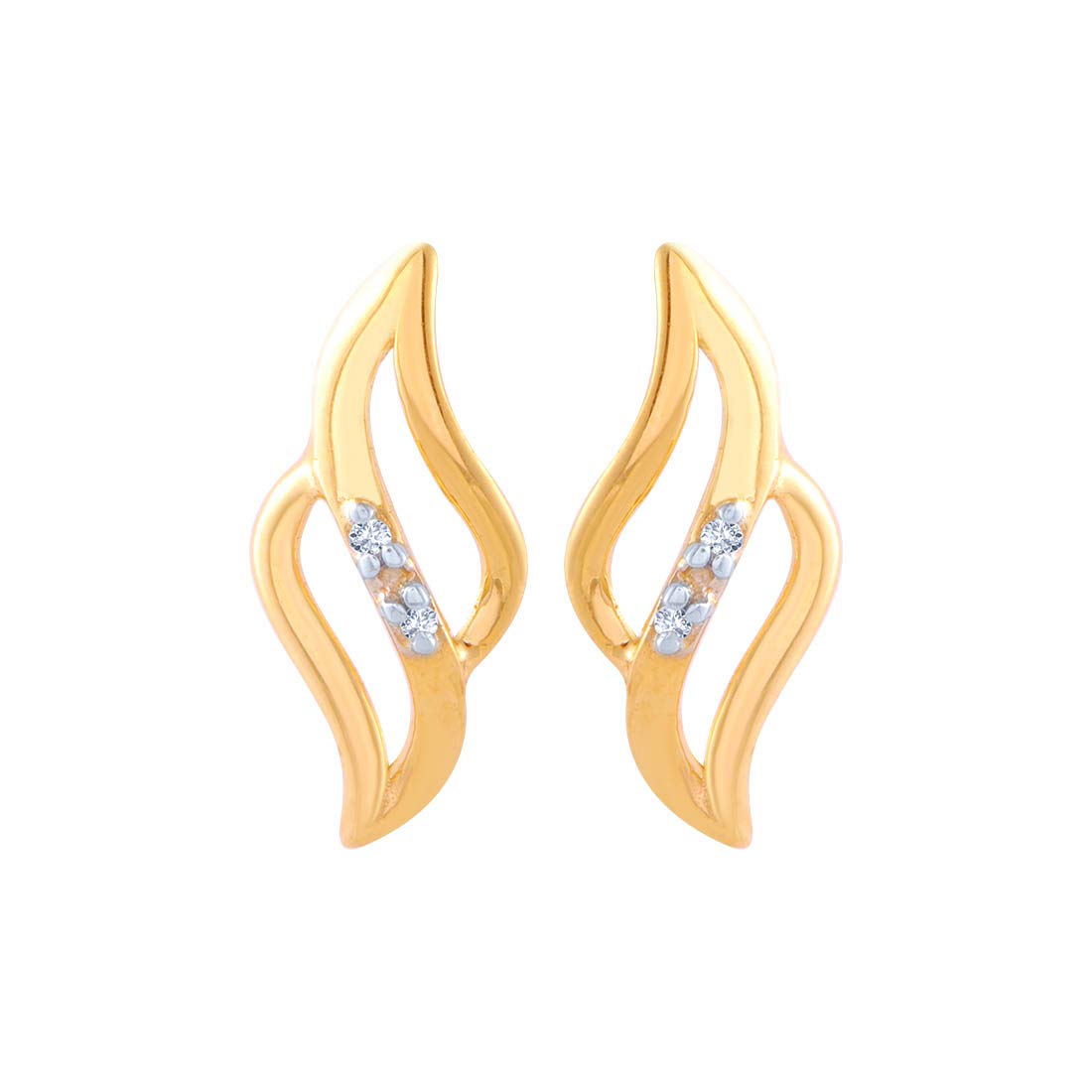 14k (585) Yellow Gold and American Diamond Stud Earrings for Women-image-24