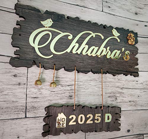 Aarushi Creations MDF Acrylic Name Plate (20 x 18 inch, Brown and Gold)