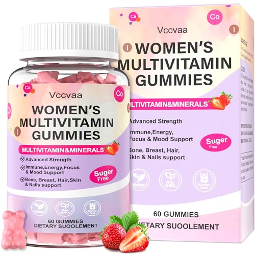 Vccvaa Sugar Free Multivitamin Gummies for Women 14+ with Iron, Inositol, Folate, Vitamins A C D3 E...