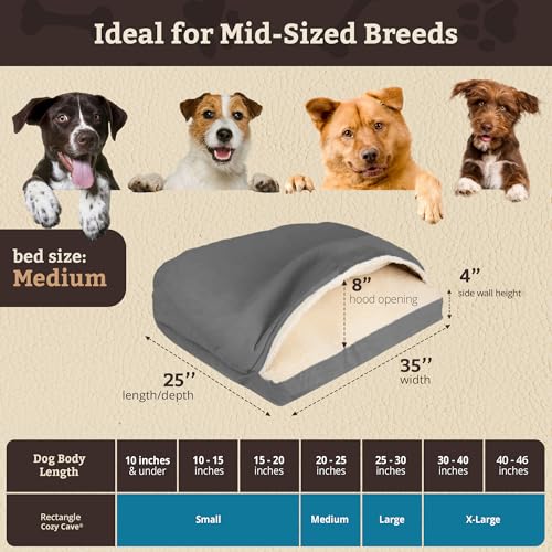 Image of Snoozer Rectangle Cozy Cave Dog Bed, Hooded Dog Bed, Anthracite (M)