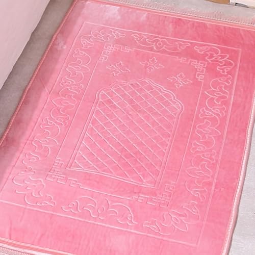 Muslim-Prayer-Rug-with-Tasbih-Prayer-Beads-Soft-Large-Prayer-Matt-Islam-Padded-Islamic-Prayer-Mat-Thick-for-Men-and-Women-Janamaz-Sajadah-Pink