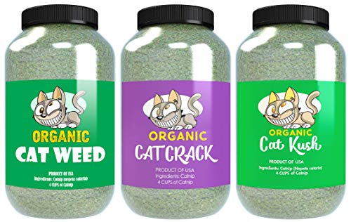 Cat Crack Organic Catnip Combo Pack, Cat Weed, Cat Kush Premium Blend Safe for Cats, Infused with Maximum Potency Your Kitty is Sure to Go Crazy for (12 Cups)