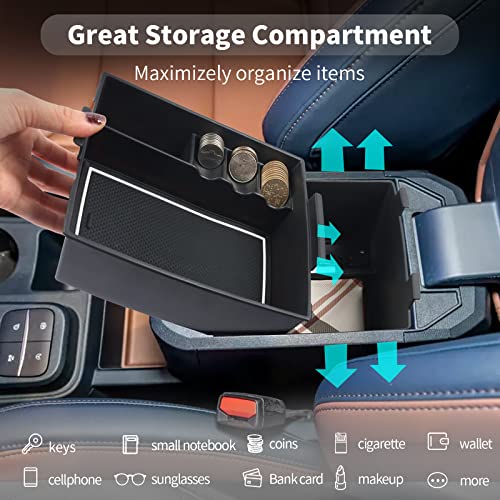 Image of CDEFG for 2022 2023 2024 2025 2026 Ford Maverick Center Console Organizer Tray 2022-2026 Maverick Armrest Trays Storage Box Coin Container 2022-2026 Maverick Truck Accessories, 2Pcs(White Trim)