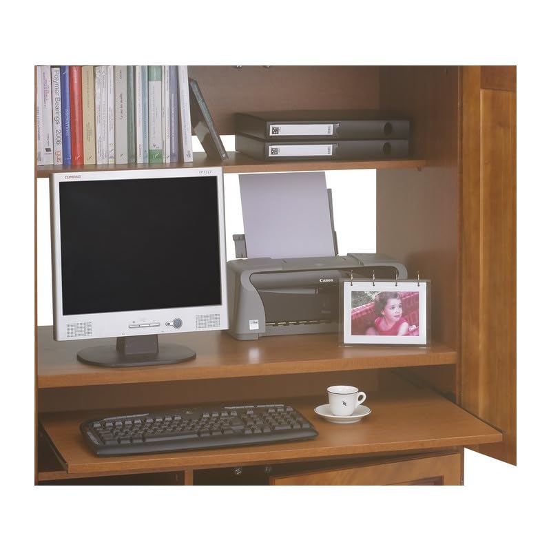 Armoire Informatique Merisier 4 Portes 7 Niches L 97 H 141 P 54 cm