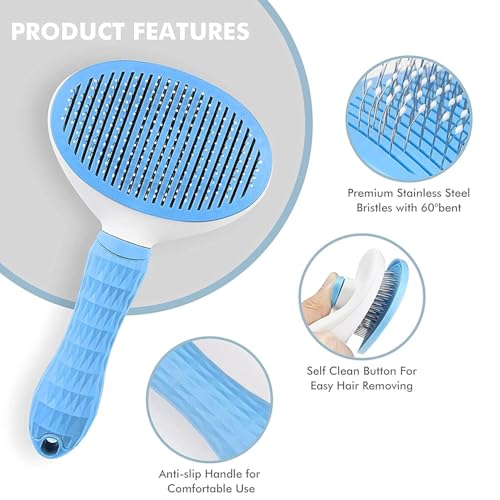 Image of BELARO Self Cleaning Slicker Brush, Pet Grooming Shedding Brush for Dogs and Cats - Easy to Remove Loose Undercoat, Pet Massaging Tool Suitable for Pets with Long or Short Hair multi(Multicolor)
