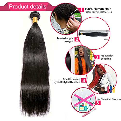 Huarisi 1 Bundle of 20 Inch Straight Hair, Remy Human Hair Single Bundle 100g a Lot - Image 3