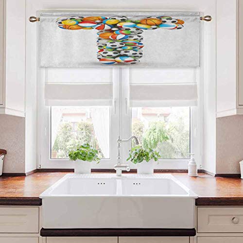 Aishare Store Cortinas cenefa T con bolas grandes y pequeñas motivación para niños para competición deportiva, 106,7 cm de ancho x 45,7 cm de largo, cortina de ahorro de energía para sala de estar, multicolor