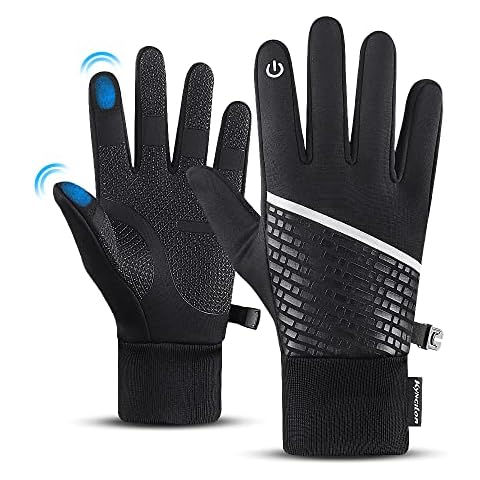 Kyncilor Winter Warm Running Gloves for Men Women Cold Weather Thermal Glove Windproof Waterproof Touch Screen Gloves for Cycling Hiking Driving(BK-M) Cover