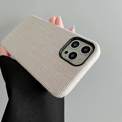 Iphone 14 Pro Max Case - Crafted With Premium Woven Canvas Fabric - Checkered Pattern. Slim W/Firm-Fitting Protection, Ultra-Strong, Wash Durable, Magsafe Compatible - Beige. #TOP2