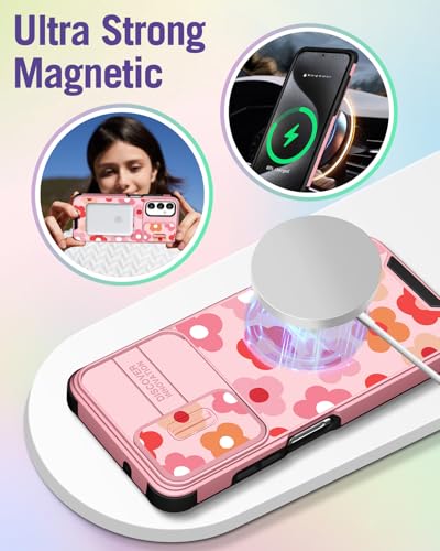 Buleens for Samsung Galaxy A15 5G Phone Case 6.5 Inch - with Ring Stand & Camera Cover Cute Designed Women Girls Girly Pretty Floral Flowers for Samsung Galaxy A15 5G Case Compatible with Magsafe - image 4