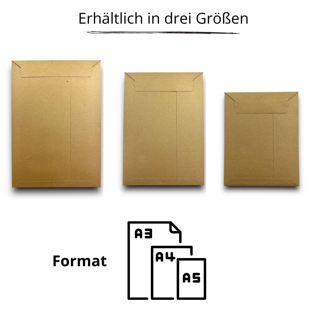75 Stück Versandtaschen DIN A3 aus Pappe 320 x 455 mm selbstklebend - Papp-Kuverts A3 große Versandtasche Versandtaschen für Kleidung Umschlag groß Umschläge Briefumschlag mit Füllhöhe bis 50mm