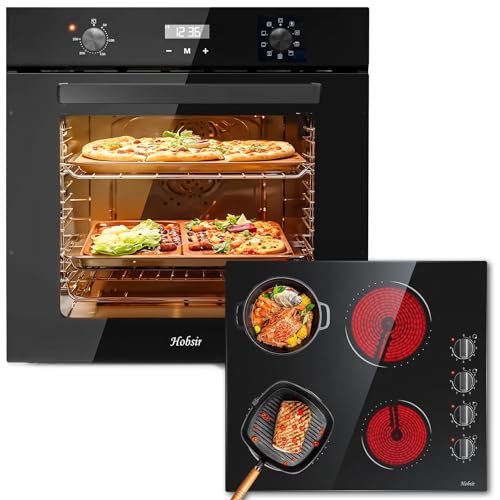Hobsir Einbau-Backofenset mit Glaskeramikkochfeld: 60L Backofen...