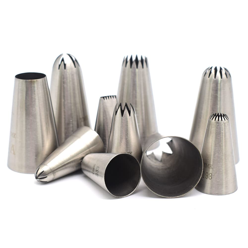 Set 5 Beccucci Per Glassare In Acciaio Inox 304 | Bocchette Grandi Per Decorazione Torte, Cupcake E Biscotti | Senza Cuciture