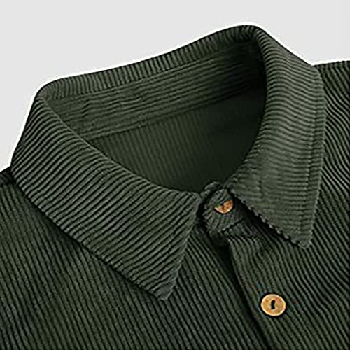 Image of utcoco Mens Corduroy Button Down Shirt Casual Relaxed-Fit Lapel Long Sleeve Jacket for Men