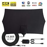 [page_title]-TV Antenne, max. 120 Meilen / 200 km Laufzeit DVB-T & DVB-T2 Antennen, mit Signalverstärker und 4,5 m Koaxialkabel VHF/UHF/FM, unterstützt Smart TV HD 4K 1080P