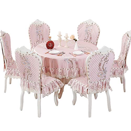 Grande nappe ronde et coussin de chaise pour repas de famille