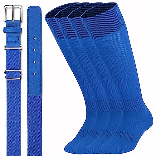 UnFader Baseball Socks and Belts Combo for Youth and Adult, Elastic Softball 2 Pair Socks and 1 Belts
