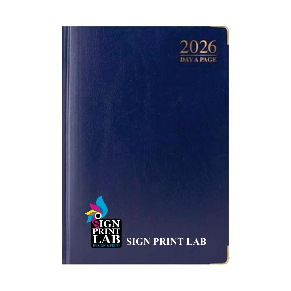 Personalised 2026 Diary A4 or A5 – Day-a-Page or Week-to-View Appointment Planner, Padded Leather-Style Cover, Custom Name or Logo, Black Blue or Red