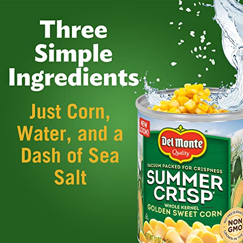 Image of DEL MONTE SUMMER CRISP Whole Kernel Corn, Canned Vegetables, Golden Sweet Corn, 12 Pack, 11 oz Can