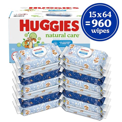 Baby Wipes, Huggies Natural Care Refreshing Baby Diaper Wipes, Hypoallergenic, Scented, 15 Flip-Top Packs (960 Wipes Total) - Image 3