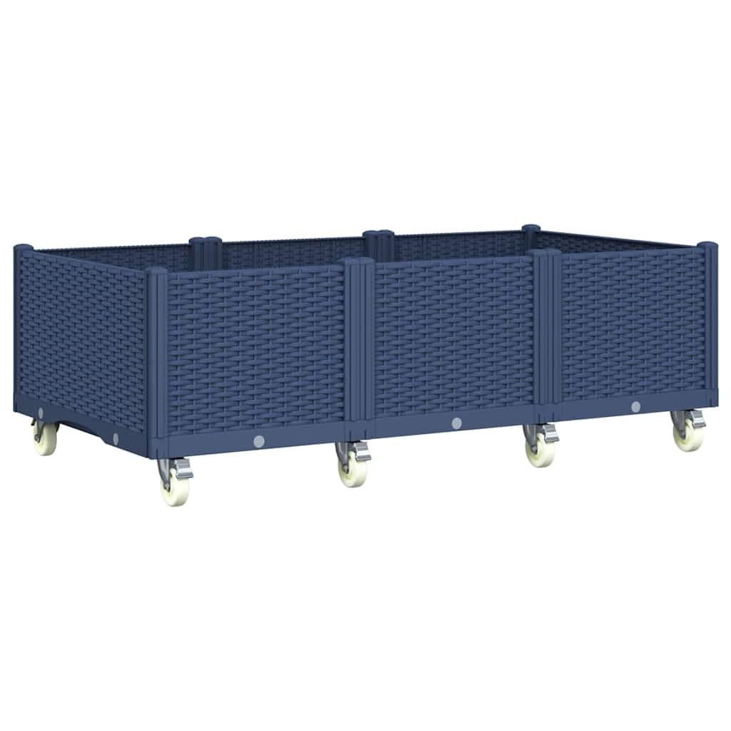 vidaXL Pflanzkasten mit Rollen Blaugrau 150x80x54 cm PP