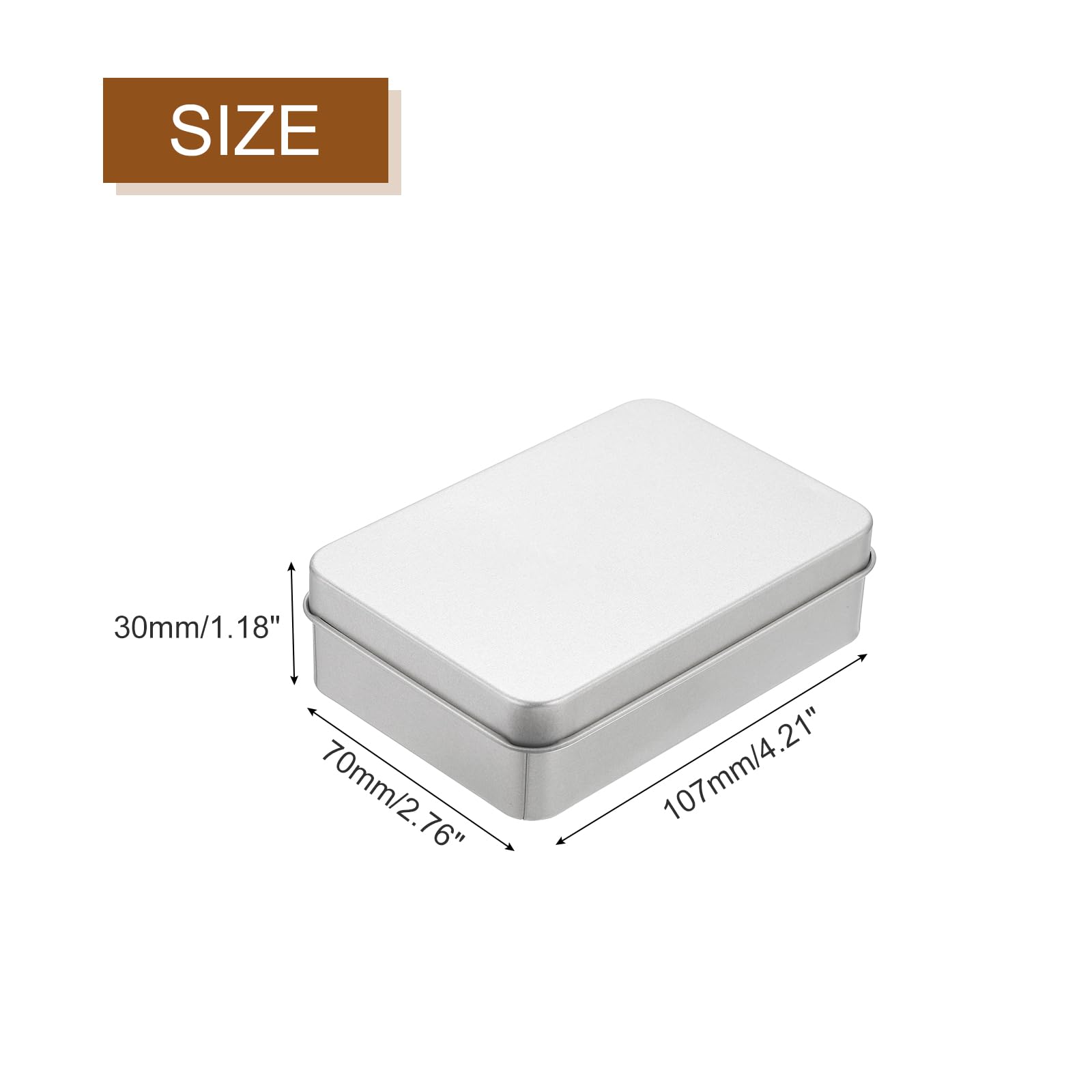 2 Boîtes Métal XPEX 95x60x21mm - Petites Boîtes De Rangement Rectangulaires Avec Couvercle (Argenté)