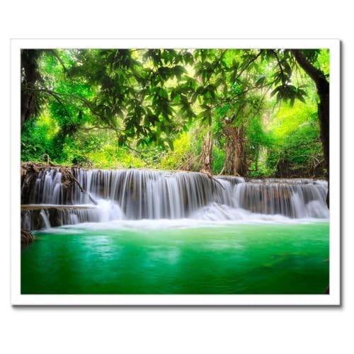 Poster cascade en Thaïlande avec cadre noir 50x40 cm pour salon