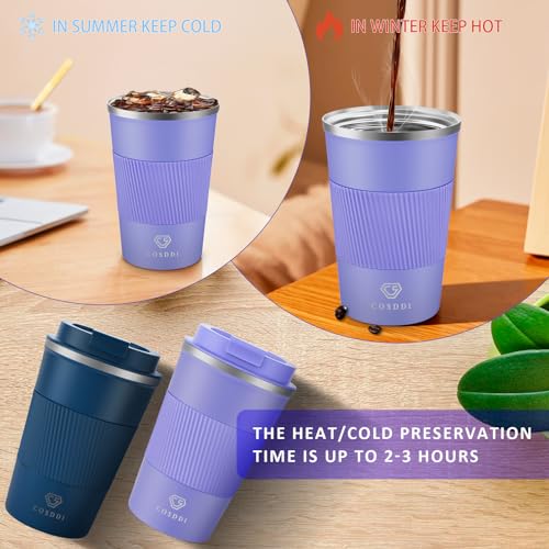 CS COSDDI Travel Mugs, Insulated Coffee Cup with Leakproof Lid, Reusable Coffee Cups Travel, Car Coffee Cup - Image 4