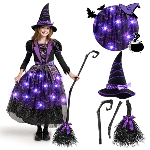 Spooktacular Creations Child Girl purple witch costume bat skirt for Halloween (Small (5-7yr)), Small(5-7 yrs)