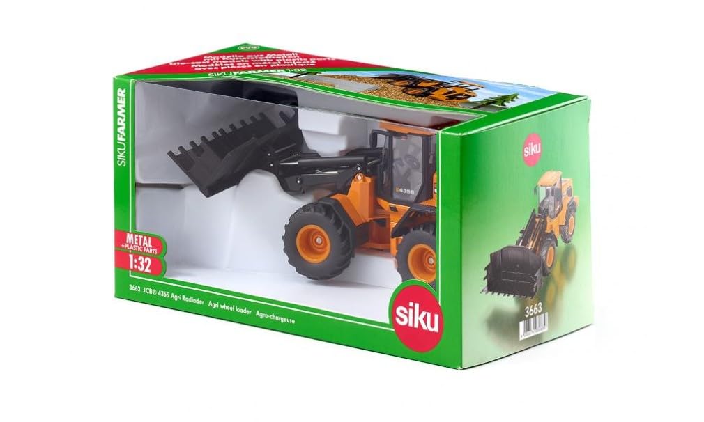 siku 3663, JCB 435S Agri-Chargeuse sur pneus, 1:32, Orange, Métal/Plastique, Chargeur Frontal Interchangeable