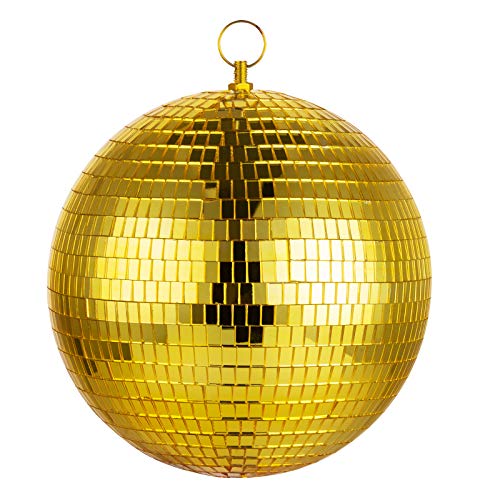 Disco Ball, LEEUEE Gold Mirror Ball Large Ceiling Hanging Disco Ball Lighting Party Decoration for Home Room Dance Parties Bar Pub Xmas Wedding Show Club (8 INCH)