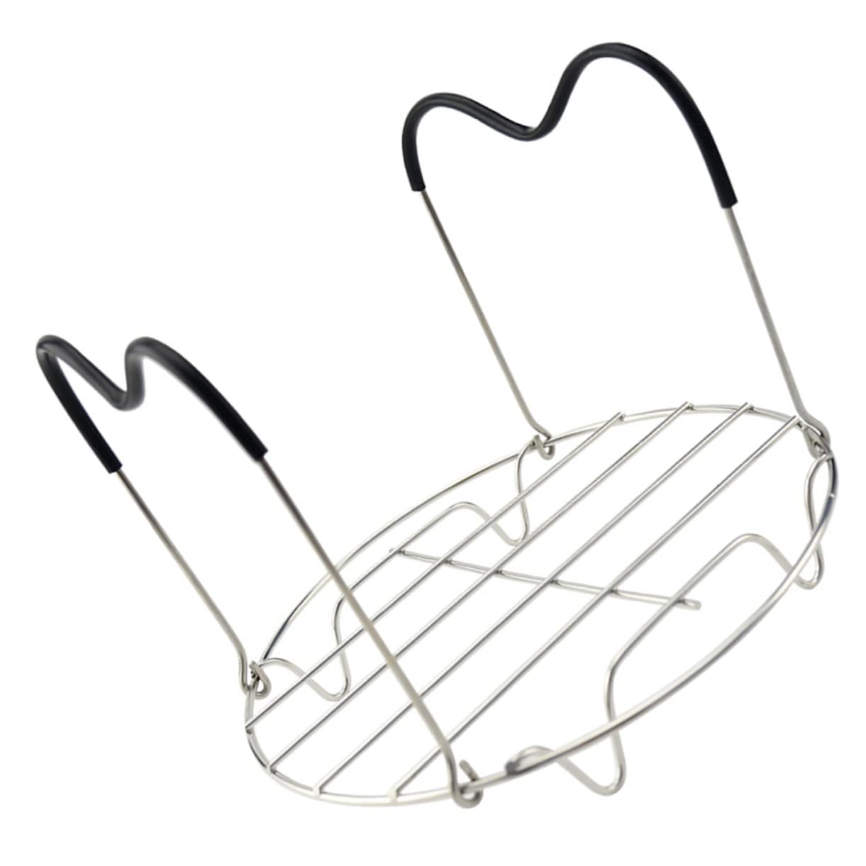FONDOTIN 1pc Stainless Steel Steaming Rack for Kitchen Use Food Stand with Silicone Handle Compatible with Pressure Cookers and Iron Pots Easy to Clean and Stable Design