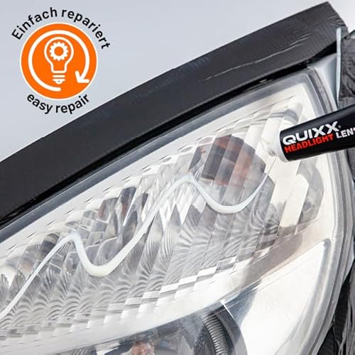 QUIXX Scheinwerfer Restaurations Set Aufbereitungs-Kit, zur Entfernung von Vergilbungen und Kratzern an Scheinwerfern, 50g