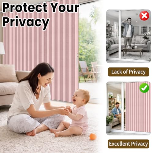 Image of AJAZZ Blackout Accordion Door Curtain 1 Panel 98 inchx78 inch Pink - Magnetic Folding Room Divider, No-Drill Sliding Patio Closet