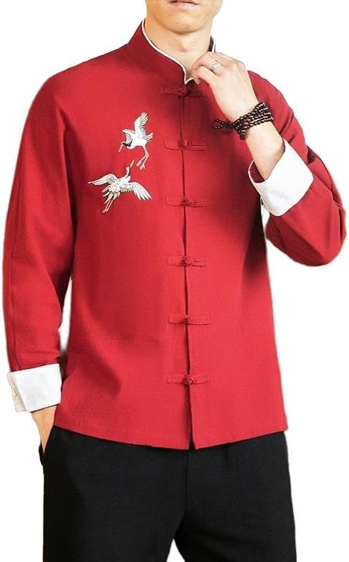 Men's Shirt Tang Suit Embroidered Retro Chinese Tops for Men