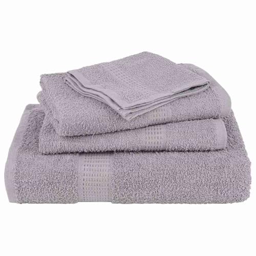 Gants de toilette et serviette d'invité en coton éponge gris haute qualité - 5