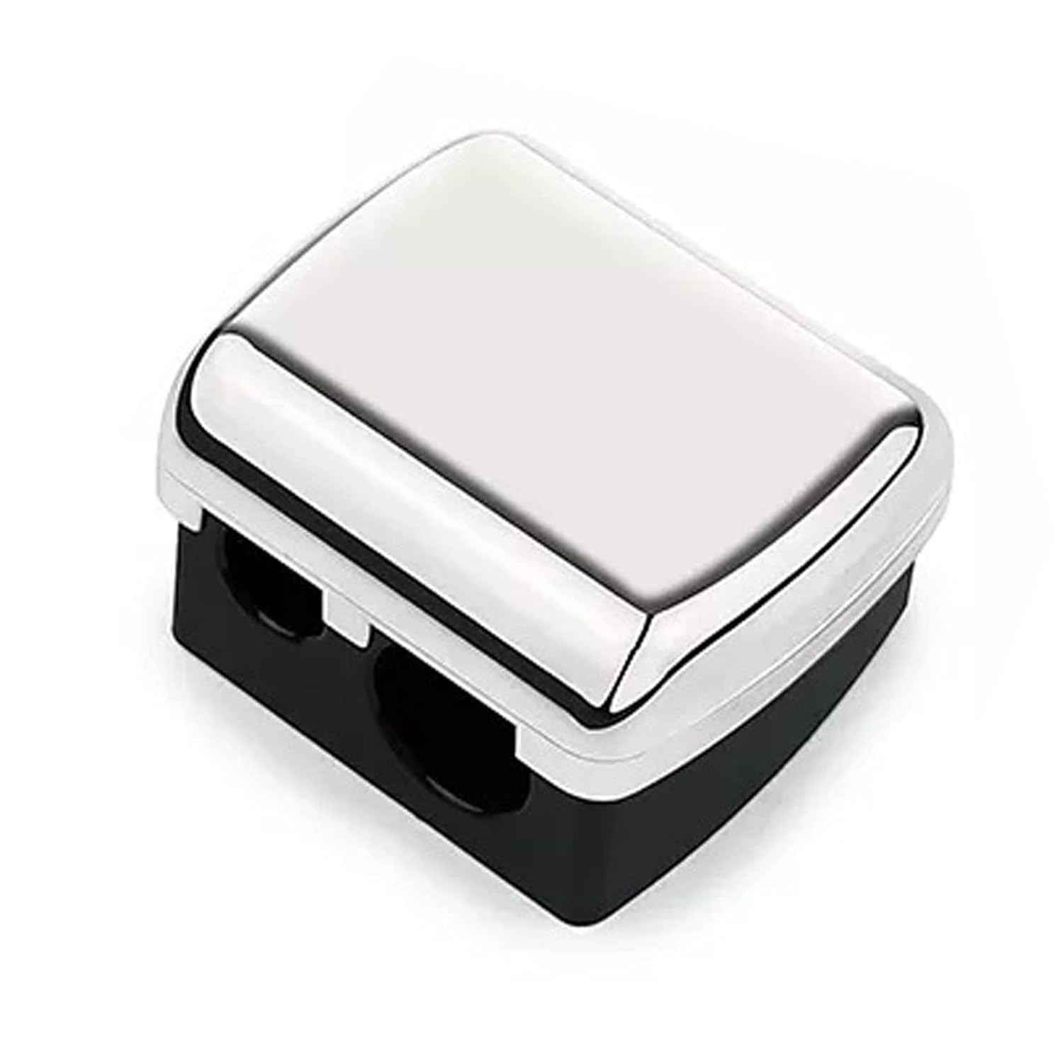 TRITON Professional Makeup Kajal Eyeliner Eyebrow Pencil Dual Sharpener, Twin Hole Cosmetic Cutter for Beauty Salon, Parlour n Home_Silver Color