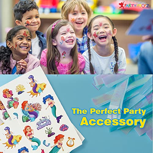 Image of Party Propz Mermaid Theme Birthday Decorations Tattoos For Kids - 10 Sets Kit for Girl, 4th Birthday Decorations Items for Girls | Mermaid Birthday Decorations for Girl | kanjak gifts for girls