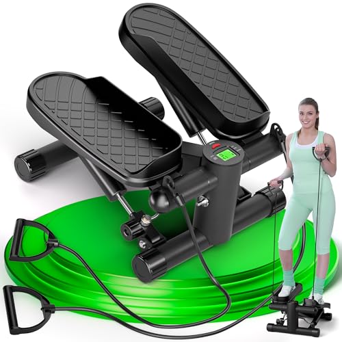 Ultrasport Stepper für Zuhause, Mini Fitness, 2 in 1 Up-Down Swing mit Power Ropes und LCD Display, Fitness für Zuhause, Ministepper