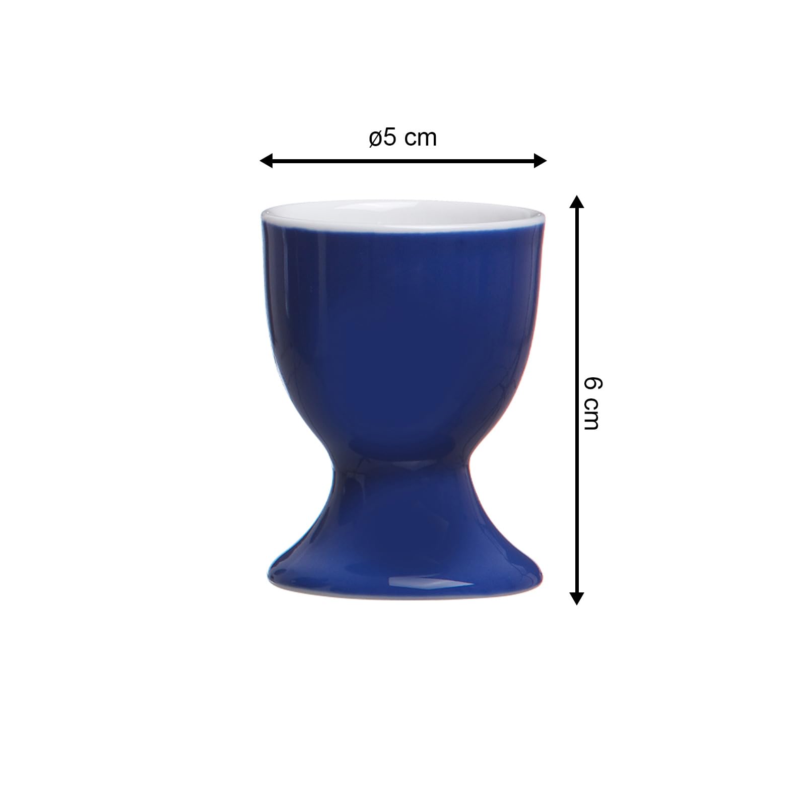 Eierbecher Doppio aus Porzellan mit Gravur, Indigo Blau, 6 Stück | Personalisierte Ei-Halter mit einzeiligem Gravurbereich zu Ostern, Geschenk für den Frühstückstisch